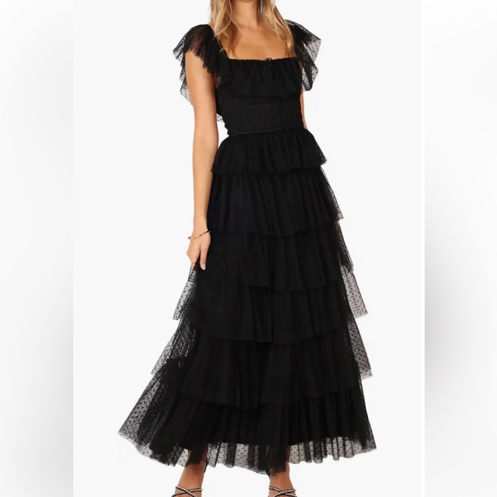 Petal & Pup Belle Swiss Dot Tulle Tiered Maxi Dress - Picture 1 of 5